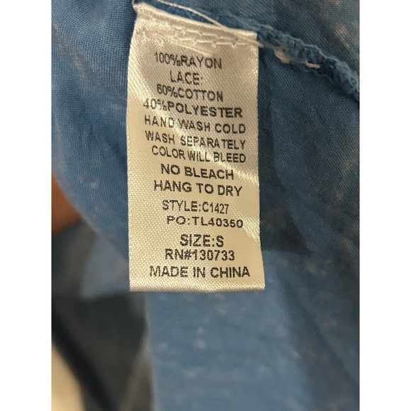 Umgee Blue Ruffle Sleeve Top Size Small - Picture 4 of 5